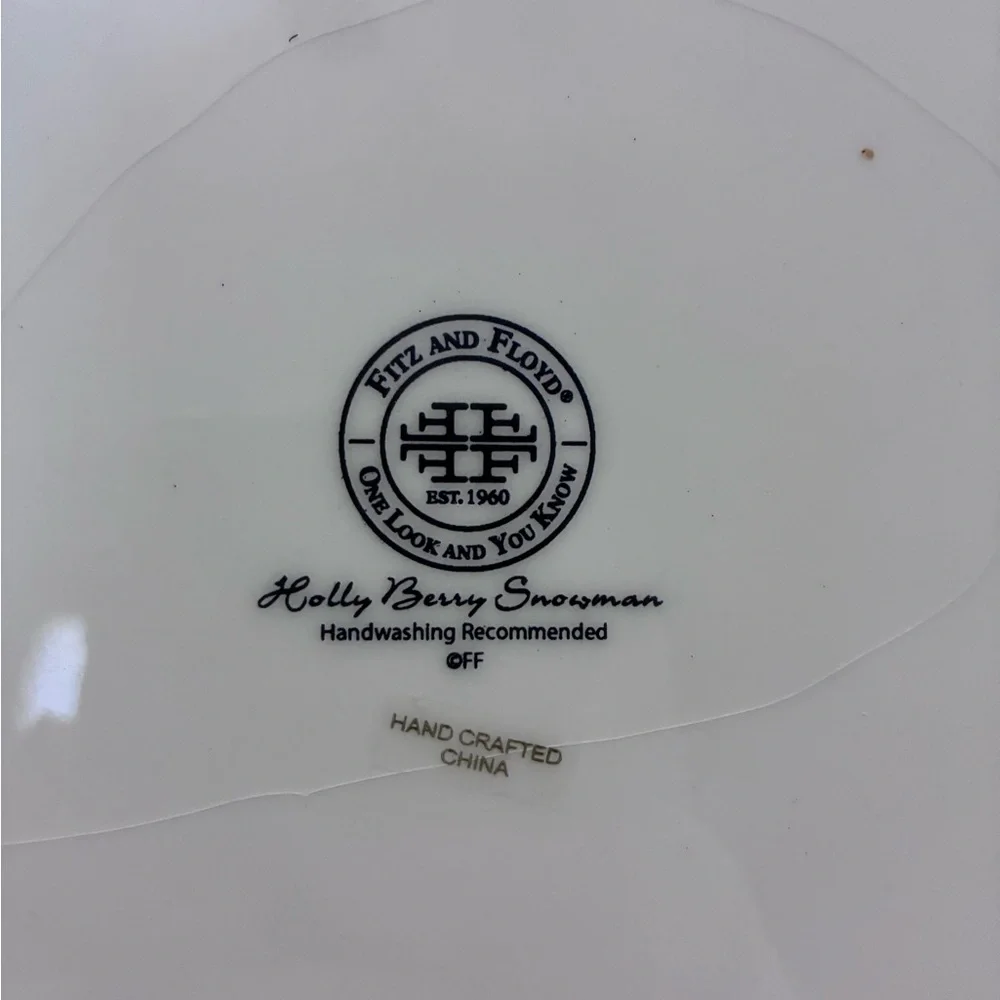 Fitz & Floyd Holly Berry Snowman Serving Bowl